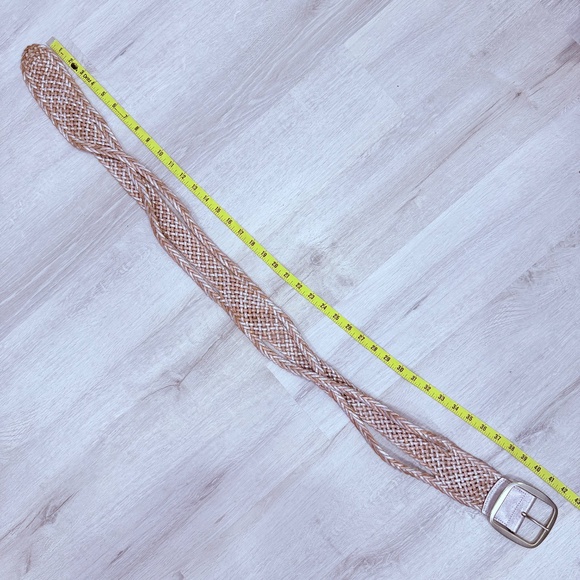 Linea Pelle Vintage Distressed Leather Metallic Silver Braided Belt Size Large main image 5